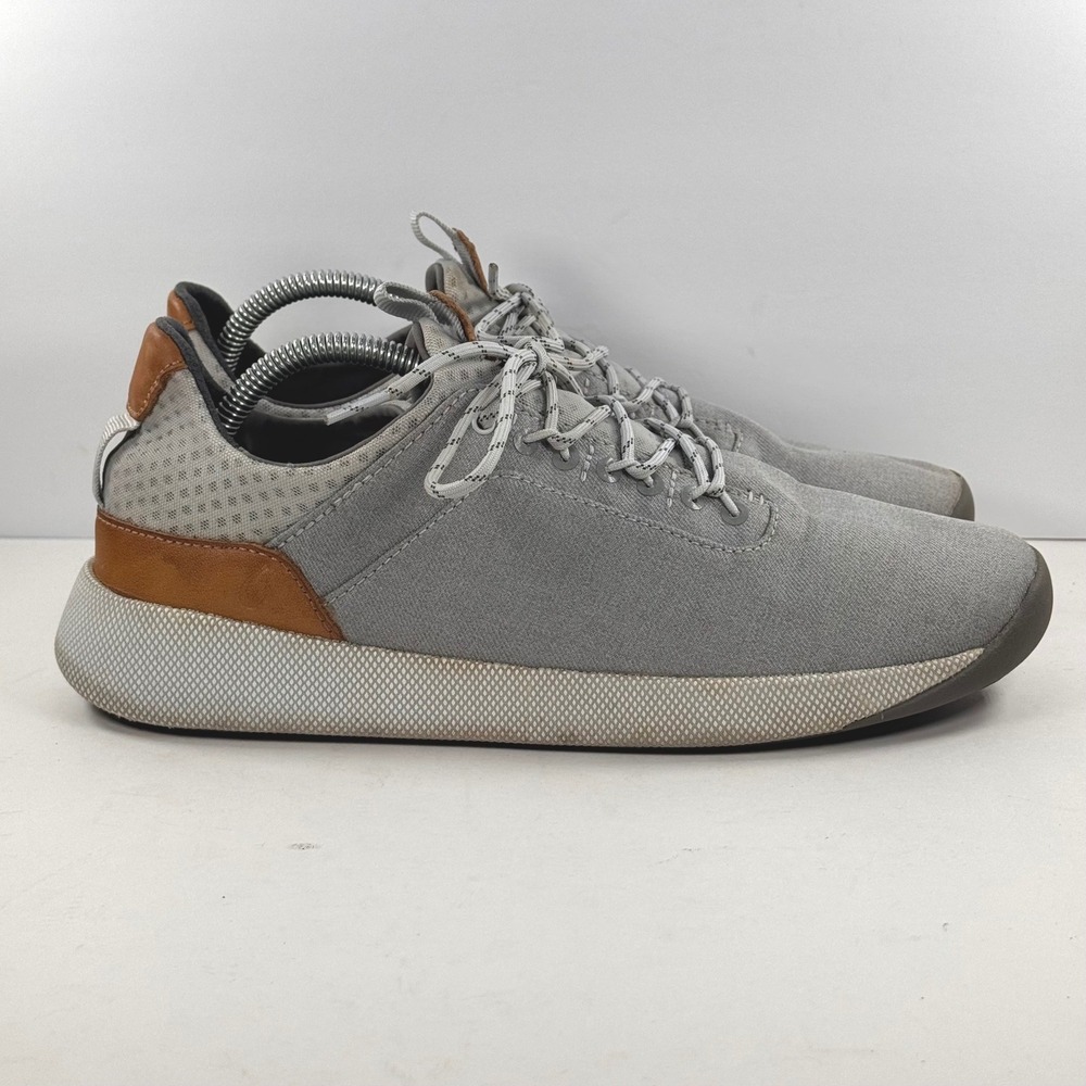 OluKai Nanea Li Mens 9.5 Grey Textile Canvas Leather Sneakers 10485-PGVP